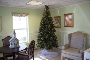 Cheerful common areas with tasteful holiday decor.2